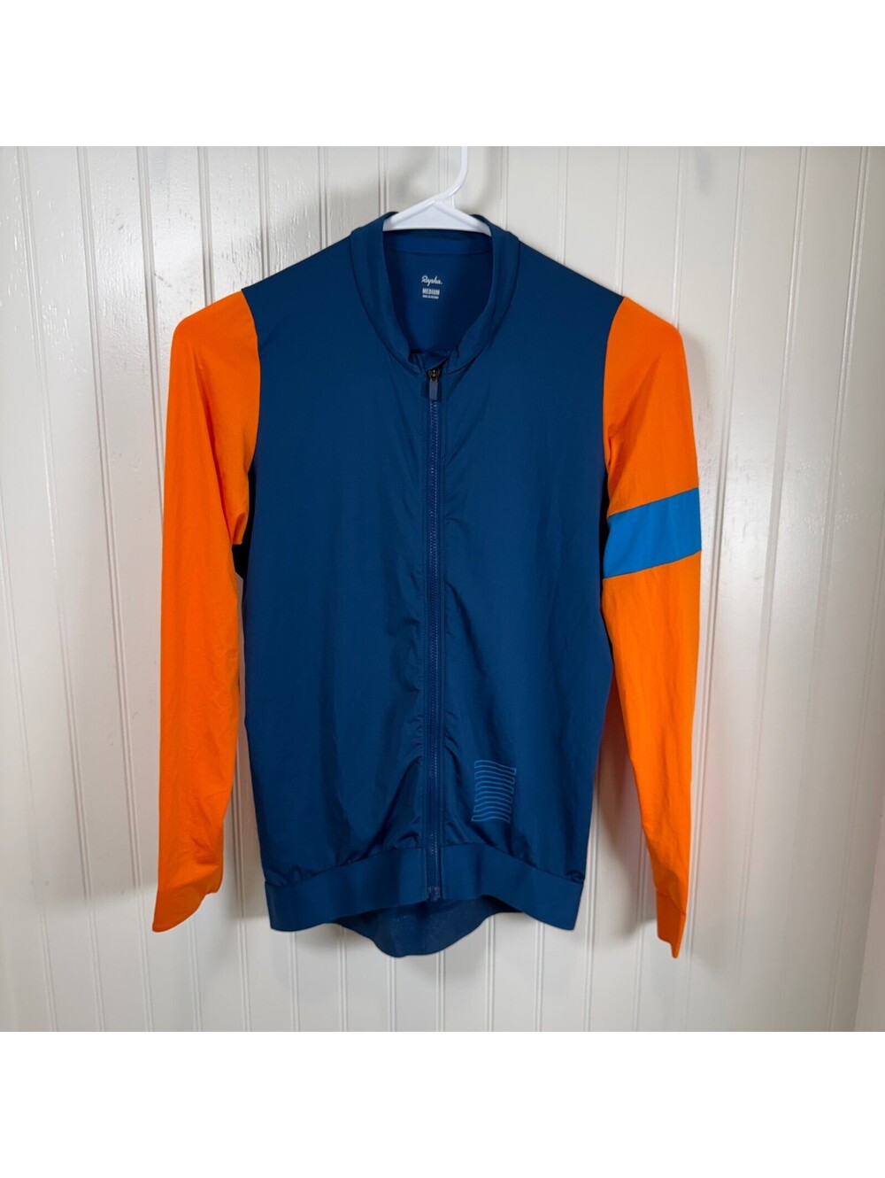 Rapha Womens Medium Long Sleeve Cycling Jersey Blue Orange Full Zip Road Bike